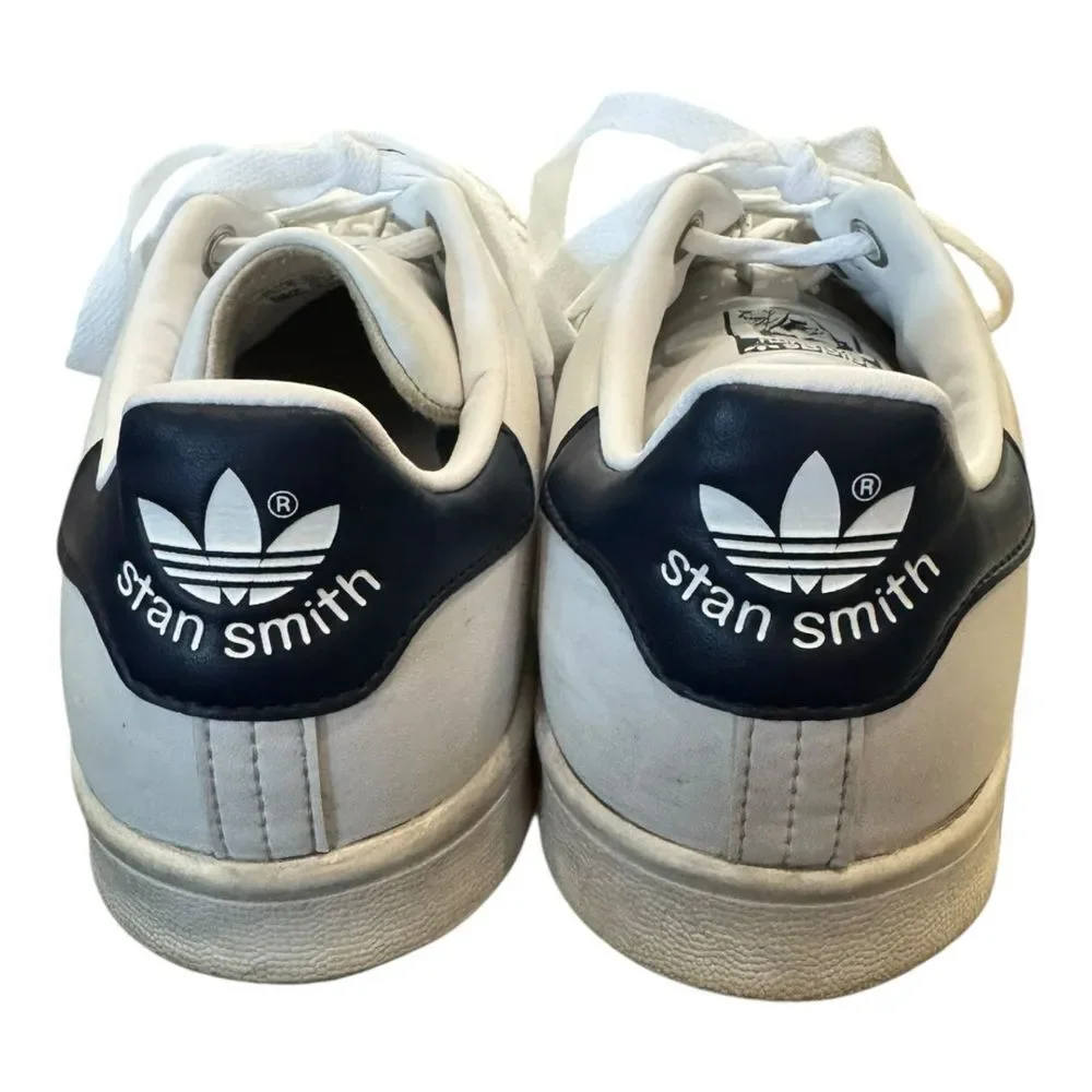 Adidas Stan Smith White Collegiate Navy Leather Men's Tennis Shoes Sneakers 6.5